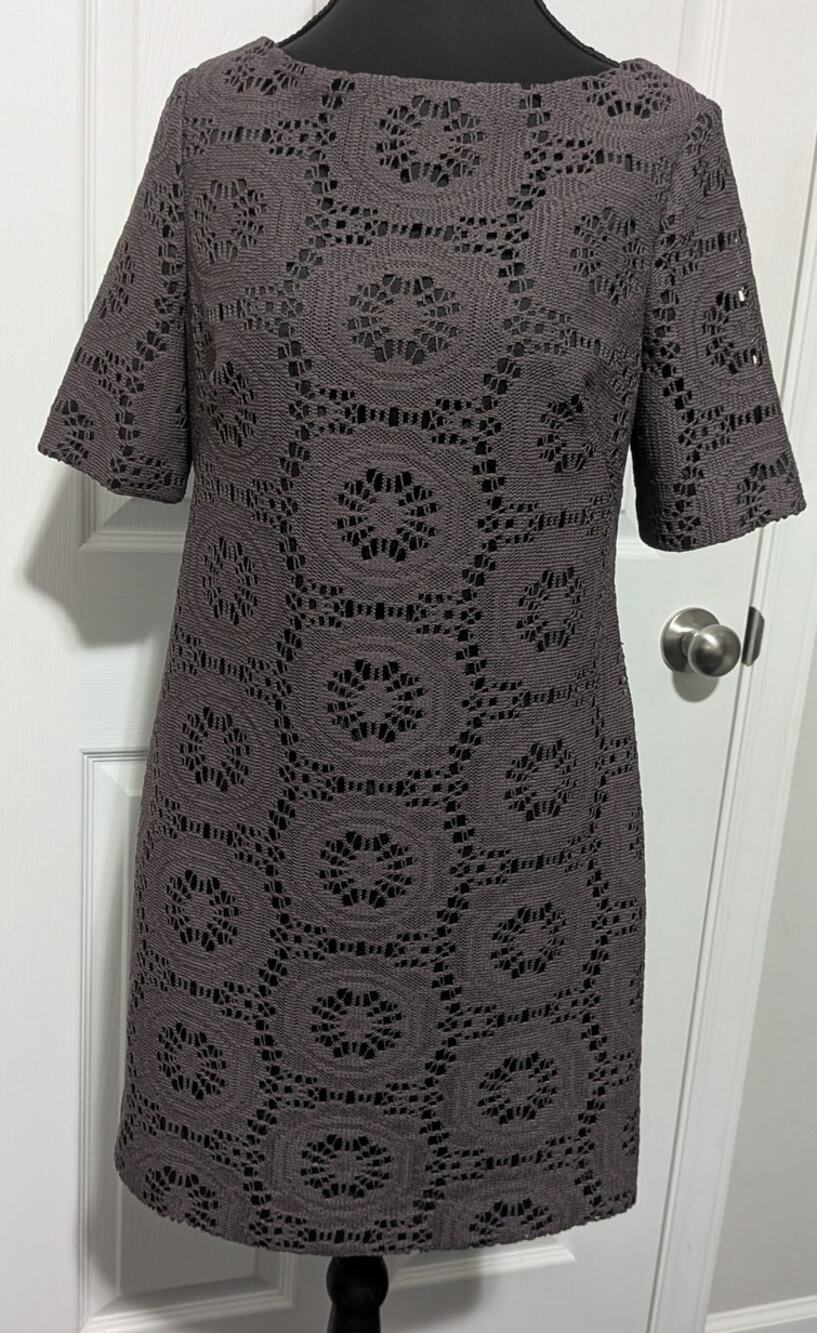 Adrianna Papell Grey Crochet Lace Sheath Dress - Size 6 Petite